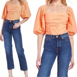 Amanda Uprichard Lucrezia Nectarine Balloon Sleeve Bodysuit